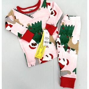 CARTER'S‎ TWO PIECE CHRISTMAS PAJAMAS Infant Girl Size 9 Months Pink